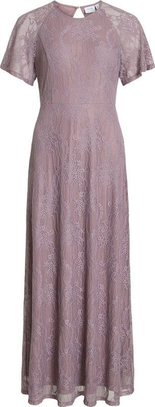 Bruidsmeisjesjurk - Ronde Hals - Korte Mouwen - Knoopdetail - 95% Polyamide