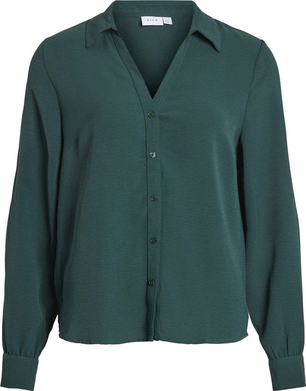Vila - VIJOSA L/S V-NECK SHIRT - Blouse - Ponderosa Pine - Lange Mouwen