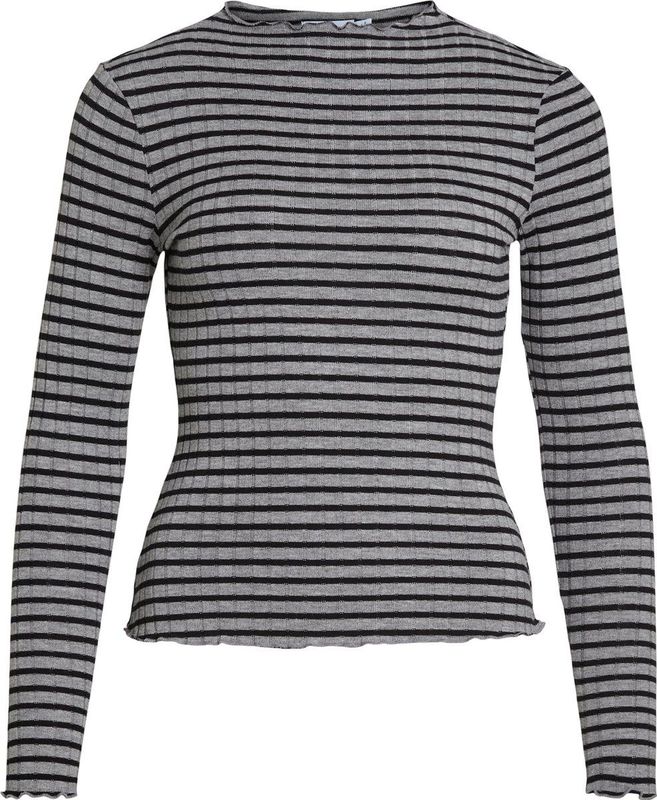 Vila - T-shirt Virika Funnel Neck Top - Medium Grey Melange - Dames