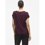 VILA - Viellette S/S Satin Top - Damesblouse - Aubergine - 1 stuk