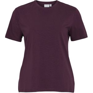 Vila - T-shirt - Vijgkleur - 96% Katoen, 4% Elastaan