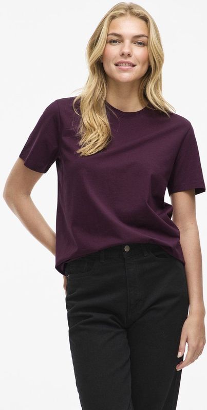 Vila - T-shirt - Vijgkleur - Katoenmix