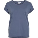 VILA - T-shirt - Indigo - Katoen - Korte Mouwen