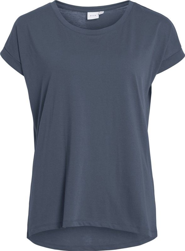 VILA - T-shirt - Indigo - Katoen - Korte Mouwen