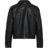 Leren Jas - Ronde Hals - Lange Mouwen - Knoopsluiting - Polyester