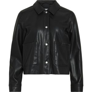 Leren Jas - Ronde Hals - Lange Mouwen - Knoopsluiting - 100% Polyester