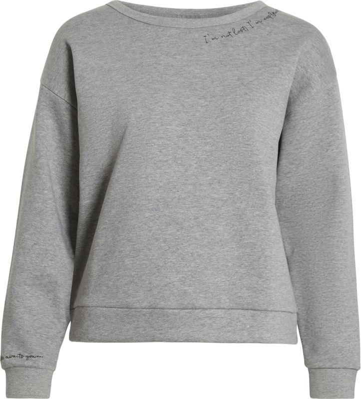 Vila - Vimaldea O-neck Emb Sweatshirt - Light Grey Mela - Dames