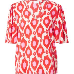 VILA - VIKikki - Blouse - Rosa - Bloedrood - Offwhite