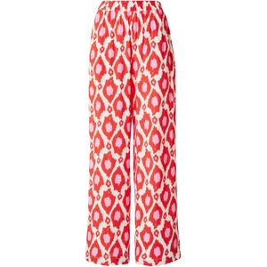 VILA - VIKikki - Broek - Rosa/Bloedrood/Wit - Wide Leg - High Waist