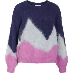 VILA trui met wol donkerpaars gebreid