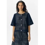 Object - Blouse - Dark Blue Denim - Regular Fit - Korte Mouwen