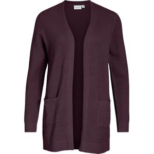 VILA - Vidalo L/S - Gebreid Vest - Aubergine - Damesvest