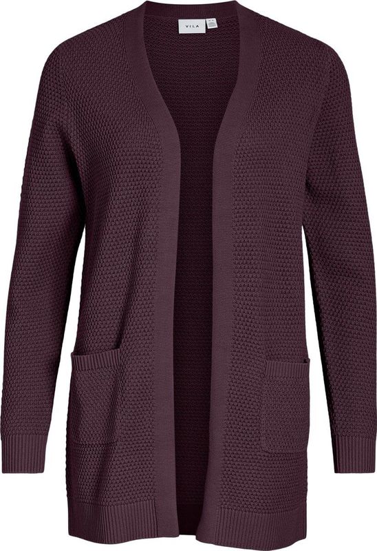 VILA - Vidalo L/S - Gebreid Vest - Aubergine - Damesvest