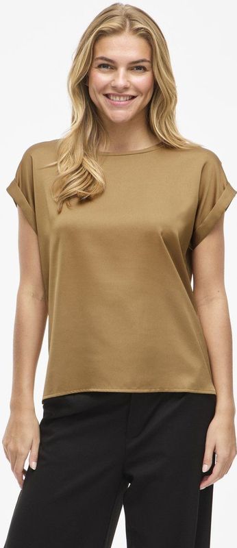 Vila - VIELLETTE T-shirt - Kleur Bistre - Satijn-look