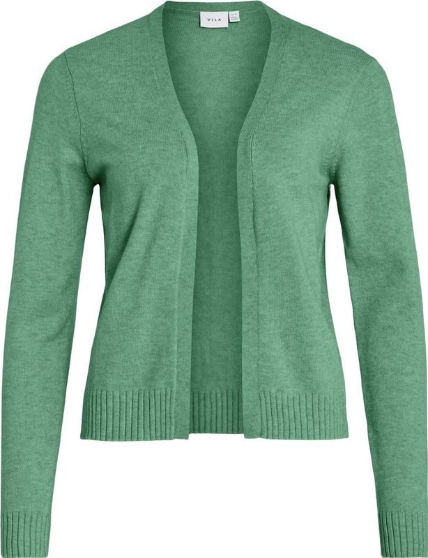 Vila - Viril Short Knit Cardigan - Vest - Winter Green/melange - Viscose/Nylon/Polyester