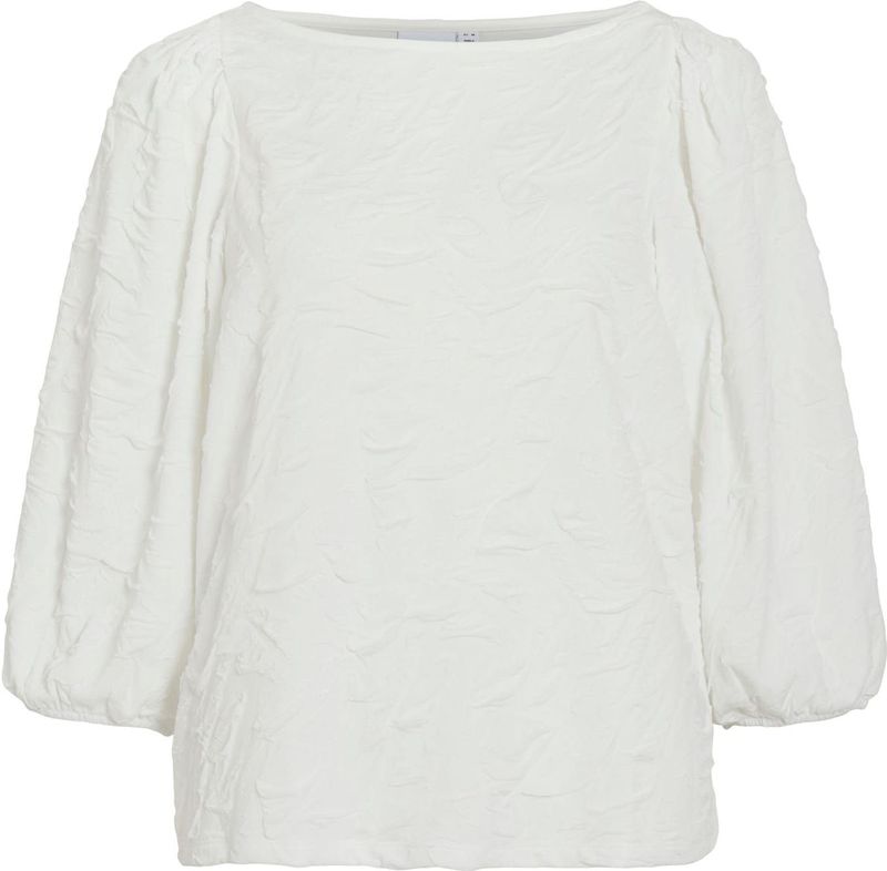 Vila - Videvera Boatneck - T-shirt - Cloud Dancer - 3/4 Mouwen