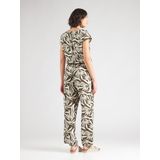VILA - VIGRAF - Jumpsuit - Ecru / Donkergroen - 7/8 Lengte