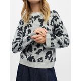 Object - Objdiana Ls Re O-neck Knit Noos - Trui - Light Grey Mela/dgm Graphic - Dames