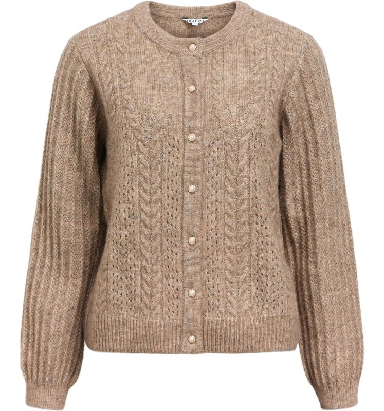 Object - Flora Re - Cardigan - Gebreid Vest - Ronde Hals - Lange Mouwen
