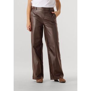Object - Lisa Wide Coated Pant - Bruin - Slim Fit - Volwassenen