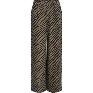 Object - Objalba Lisa Wide Pant - Damesbroek - Zwart/Bruin - Animal Print