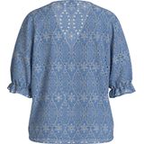 Vila - Top - Blauw Dessin - 100% Katoen