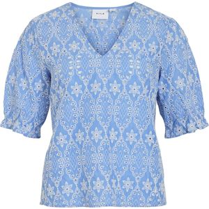 Vila - Top - Blauw Dessin - 100% Katoen