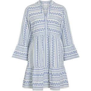 VILA - VIEtna - Jurk - Kobaltblauw - Trompetmouwen - Knoopsluiting