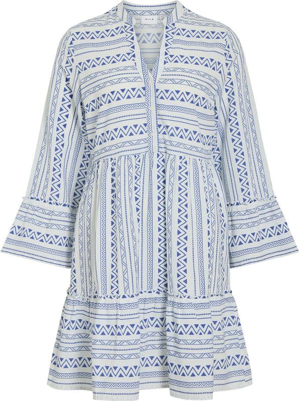 VILA - VIEtna - Jurk - Kobaltblauw - Trompetmouwen - Knoopsluiting