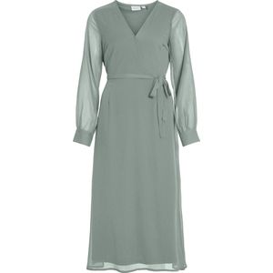 Vila - Falia - Jurk - Midi-lengte - V-hals - Lange Mouwen - 100% Gerecycled Polyester