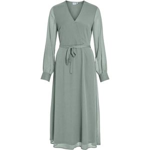 Vila - Falia - Jurk - Midi-lengte - V-hals - Lange Mouwen - 100% Gerecycled Polyester