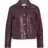 Vila - Vihellium Short Jacket - Damesjas - Dieppaarse - Imitatieleer