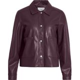 Vila - Vihellium Short Jacket - Damesjas - Dieppaarse - Imitatieleer