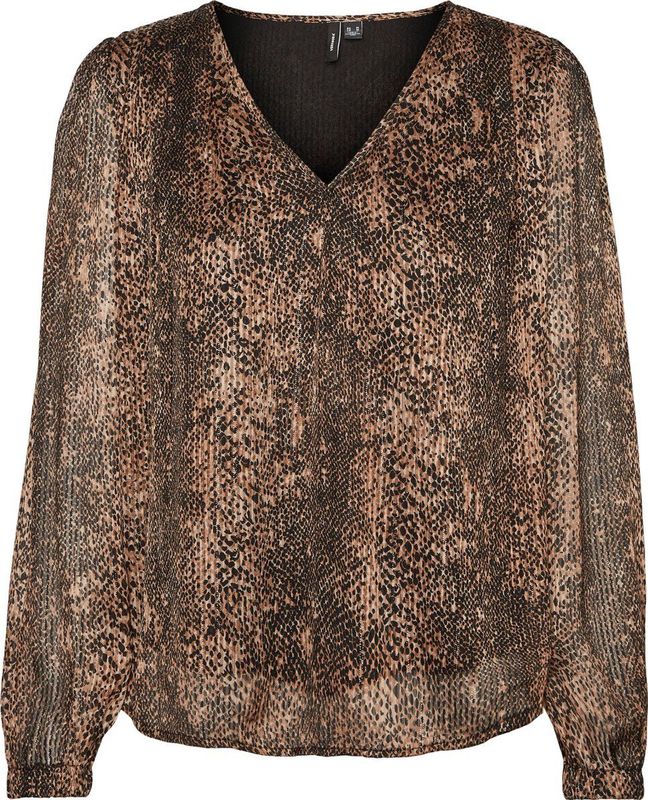 VERO MODA VMNALA V-Neck Top - Dames Top - Blauw - Katoen