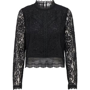Onlnew - Top - Zwart - Kant - Lange Mouwen - Regular Fit