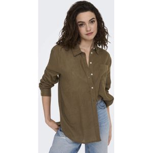 Blouse - Effen - Linnen - Lange Mouw - Losse Pasvorm
