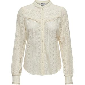 NAME IT Onlreba Lace L/S Wvn Noos T-shirt voor dames, egret, XS, Egret