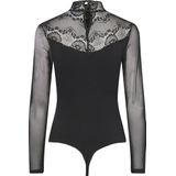 Pieces - Aansluitende Kanten Bodystocking - Zwart - 92% Nylon 8% Elastane