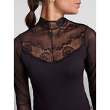 Pieces - Aansluitende Kanten Bodystocking - Zwart - 92% Nylon 8% Elastane