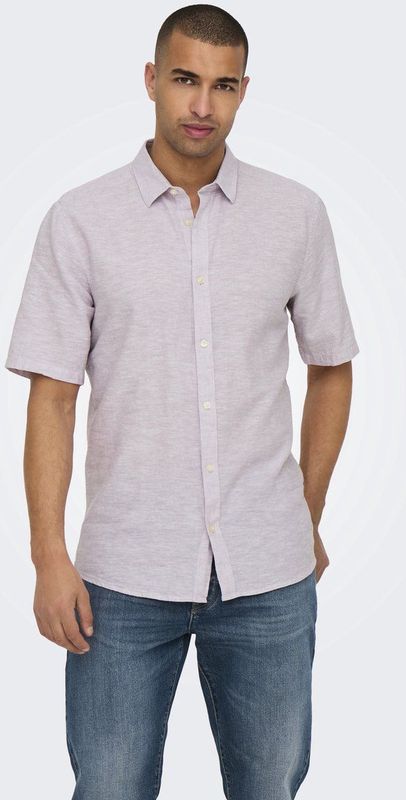 Only & Sons - Gemêleerd Herenoverhemd - Casual - Korte Mouwen - Linnen Mix