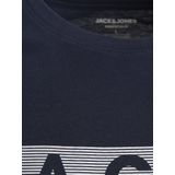 Heren JACK & JONES Logo T-Shirt Grote Maat Ronde hals Korte mouw Shirt Plus Size JJECORP, Colour:Dark blue-2, Size:3XL