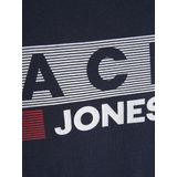 Heren JACK & JONES Logo T-Shirt Grote Maat Ronde hals Korte mouw Shirt Plus Size JJECORP, Colour:Dark blue-2, Size:3XL