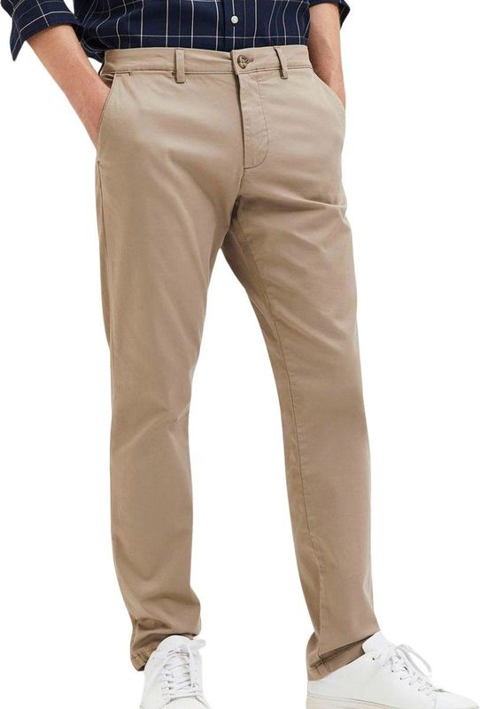 Selected New Miles Slim Fit Chino Broek Bruin Man