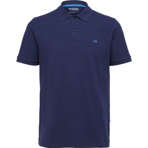 Selected Homme - Polo - Blauw - Katoen - Geribde Kraag