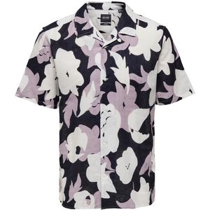 Shirt - Korte Mouwen - Floral Print - 100% Linnen