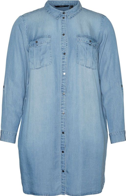 Overhemdjurk - Minilengte - 100% Lyocell TENCEL™ - Lange Mouwen - Knoopsluiting