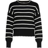 Gebreide Pullover - O-hals - Lange Mouwen - Ballonmouwen - Schelp Detail - Knit Fit