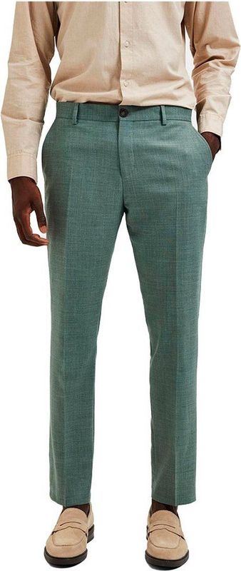 Selected - Oasis Slim Fit Dress Pants - Broek - Zwart - 54% Polyester 24% Wol 20% Linnen 2% Elastaan