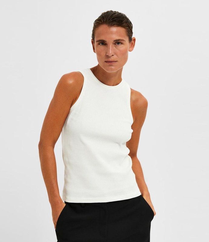 Selected Anna Mouwloos T-shirt Wit S Vrouw