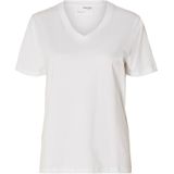 Selected Essential T-shirt Met Korte Mouwen En V-hals Wit M Vrouw